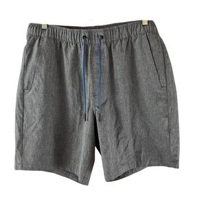 Eddie Bauer Quick Dry Woven Tech Pull On Shorts XL Elastic Waist Pockets Gray Bl
